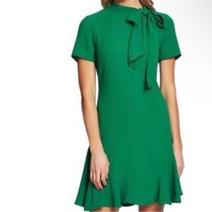 Cece Elegant Green Dress with Bow Detail